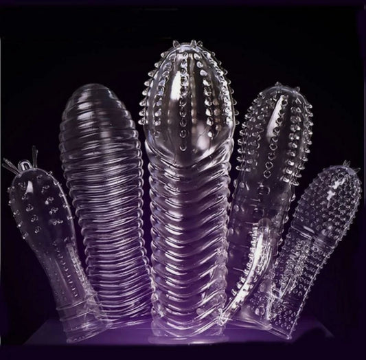 Permanent Penis Sleeve Extender Enlarger Textured Spike Male Reusable Condom