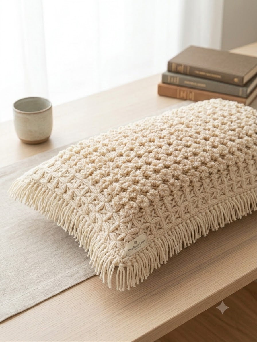 Handcrafted Macramé Cushion Cover with Fringe Details | Textured Tufted Decorative Throw Pillow Cover"Set of 2 Pillow Covers – Rs. 5,450"