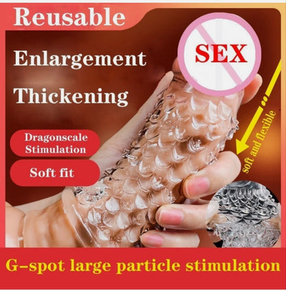 Silicone Male Condom Reusable Sleeve Textured Permanent Bump G-Point Spike Soft/ Sleeve with Gel