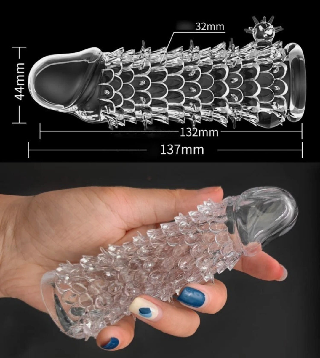 Silicone Male Condom Reusable Sleeve Textured Permanent Bump G-Point Spike Soft/ Sleeve with Gel