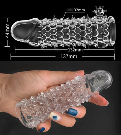 Silicone Male Condom Reusable Sleeve Textured Permanent Bump G-Point Spike Soft/ Sleeve with Gel
