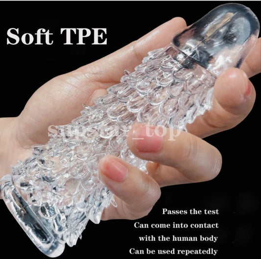 Silicone Male Condom Reusable Sleeve Textured Permanent Bump G-Point Spike Soft/ Sleeve with Gel