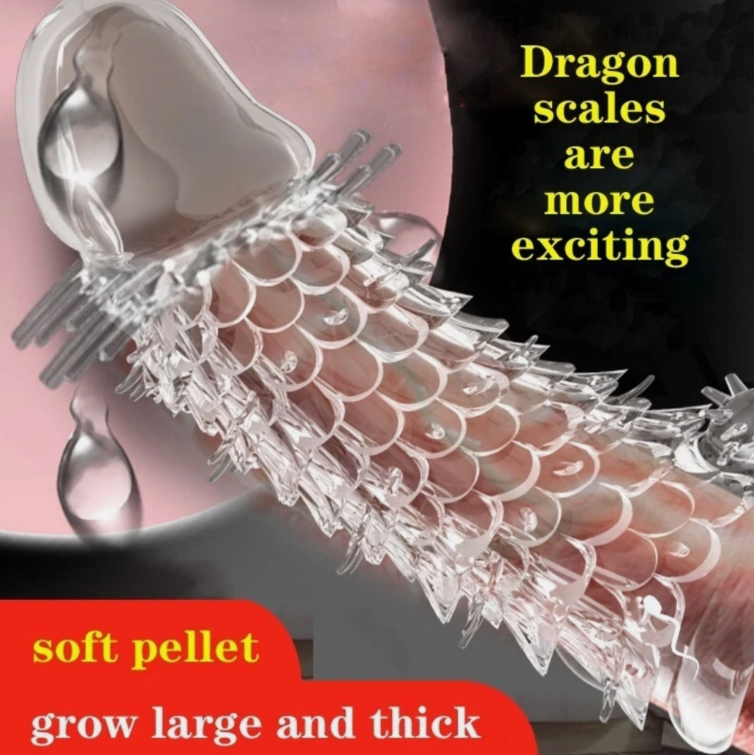 Silicone Male Condom Reusable Sleeve Textured Permanent Bump G-Point Spike Soft/ Sleeve with Gel