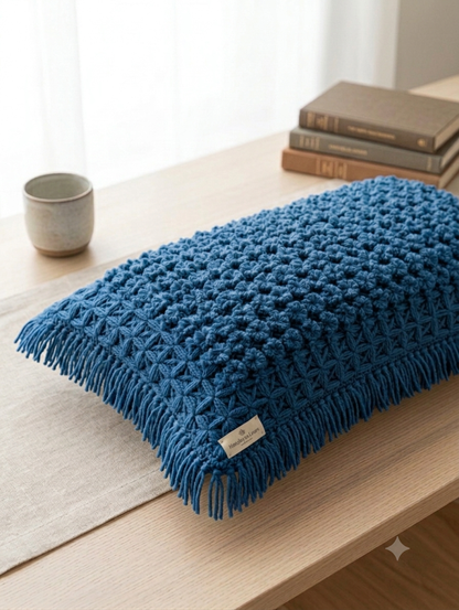 Handcrafted Macramé Cushion Cover with Fringe Details | Textured Tufted Decorative Throw Pillow Cover"Set of 2 Pillow Covers – Rs. 5,450"