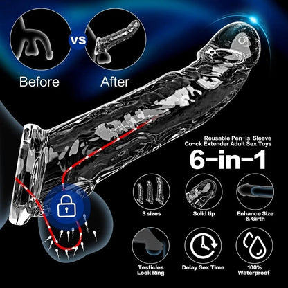 Premium Crystal Clear Silicone Reusable Condom (5-6 Inch)