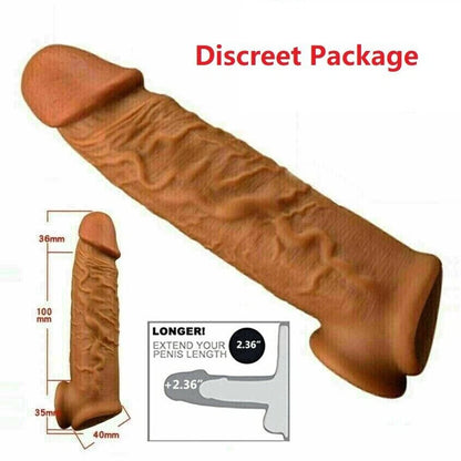 Male-Cock-Girth-Enlarger-Enhancer-Penis-Extension-Extender-Sheath-Sleeve 8-9"