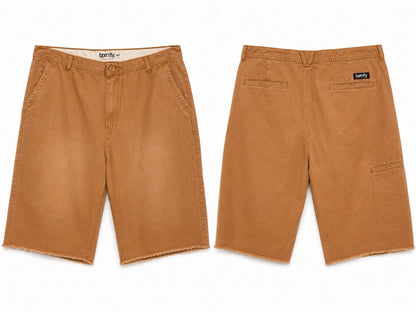 Born Fly Men's Size 40 Wheat Cargo Chino Shorts – Raw Edge Hem Streetwear 100% Cotton Casual Shorts