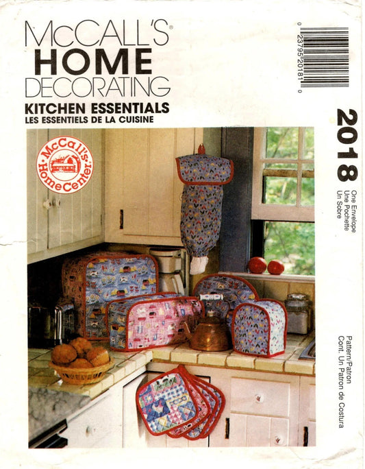 Vintage McCall's 2018 Kitchen Essentials Sewing Pattern – Uncut Home Decor Craft Pattern for Curtains, Appliance Covers & Cushions
