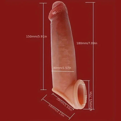 Ultra-Realistic King Size Silicone Extender Sleeve (8-9 Inch)